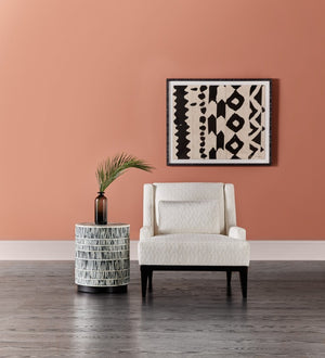 Hooker Furniture Melange Callum Round Accent Table With White Bone Inlay & Metal Plinth Base — Compact 17.25"X20.5" 628-50016-00