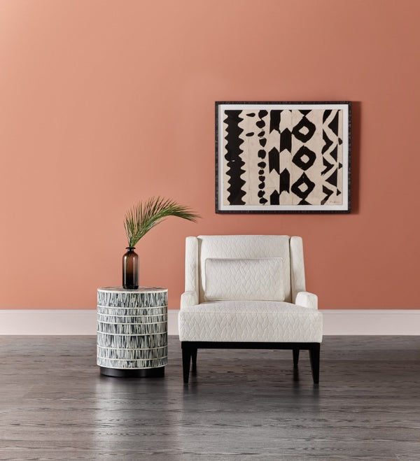 Hooker Furniture Melange Callum Round Accent Table With White Bone Inlay & Metal Plinth Base — Compact 17.25"X20.5" 628-50016-00