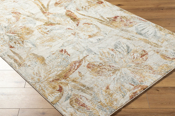 Livabliss Roseanne Machine Woven Polyester Area Rug with Fringe Border for Large Living Rooms White, Mustard 9' x 12'2" RSE2301-9122