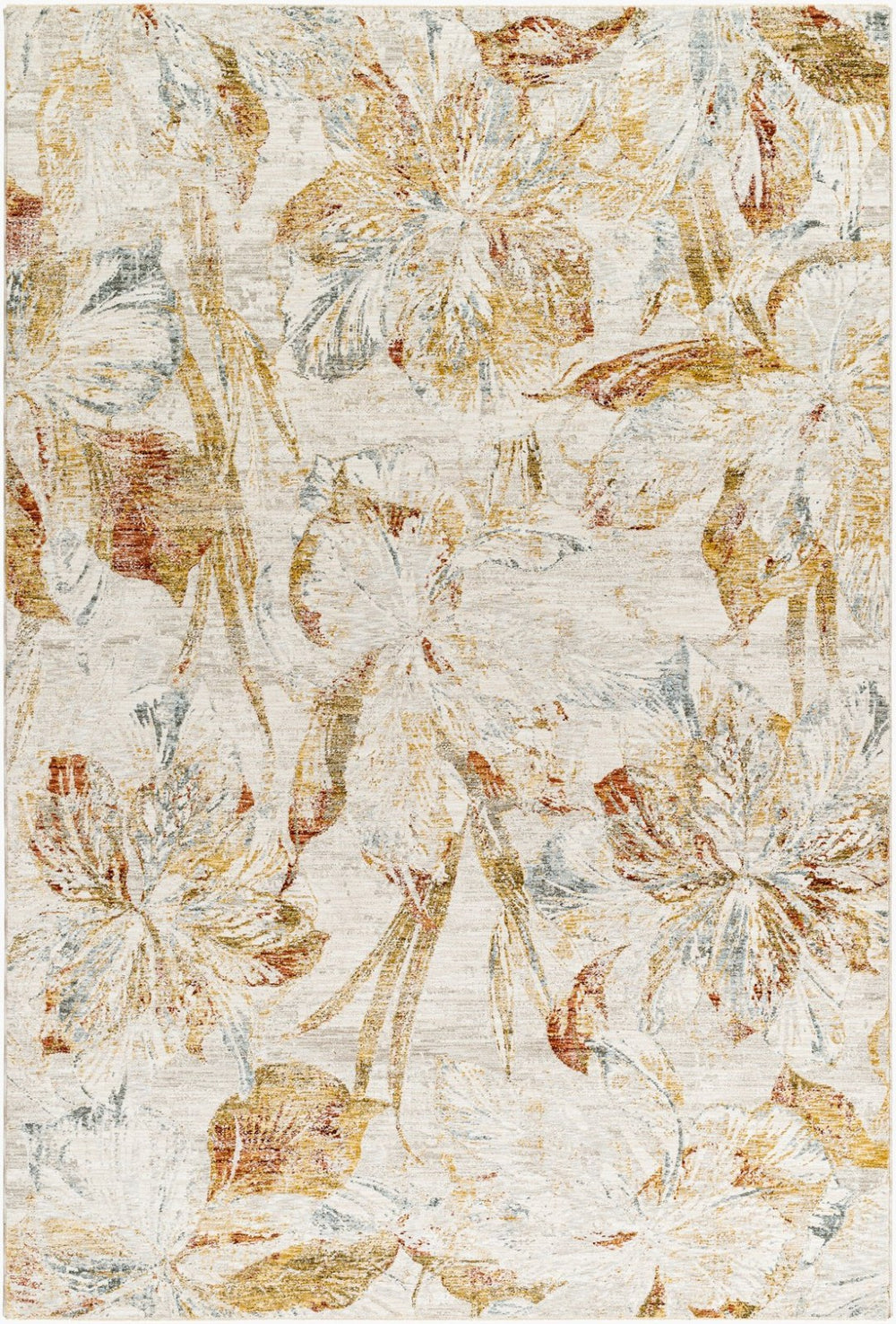 Livabliss Roseanne Machine Woven Polyester Area Rug with Fringe Border for Large Living Rooms White, Mustard 9' x 12'2" RSE2301-9122
