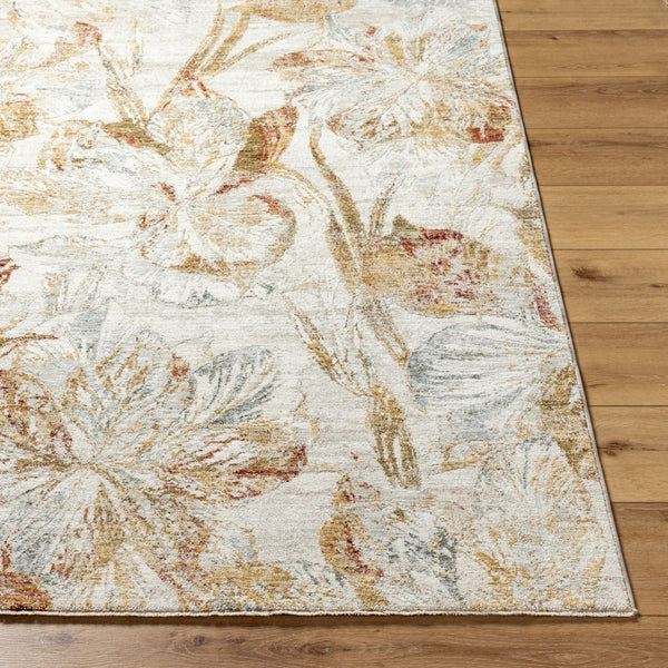 Livabliss Roseanne Machine Woven Polyester Area Rug with Fringe Border for Large Living Rooms White, Mustard 9' x 12'2" RSE2301-9122