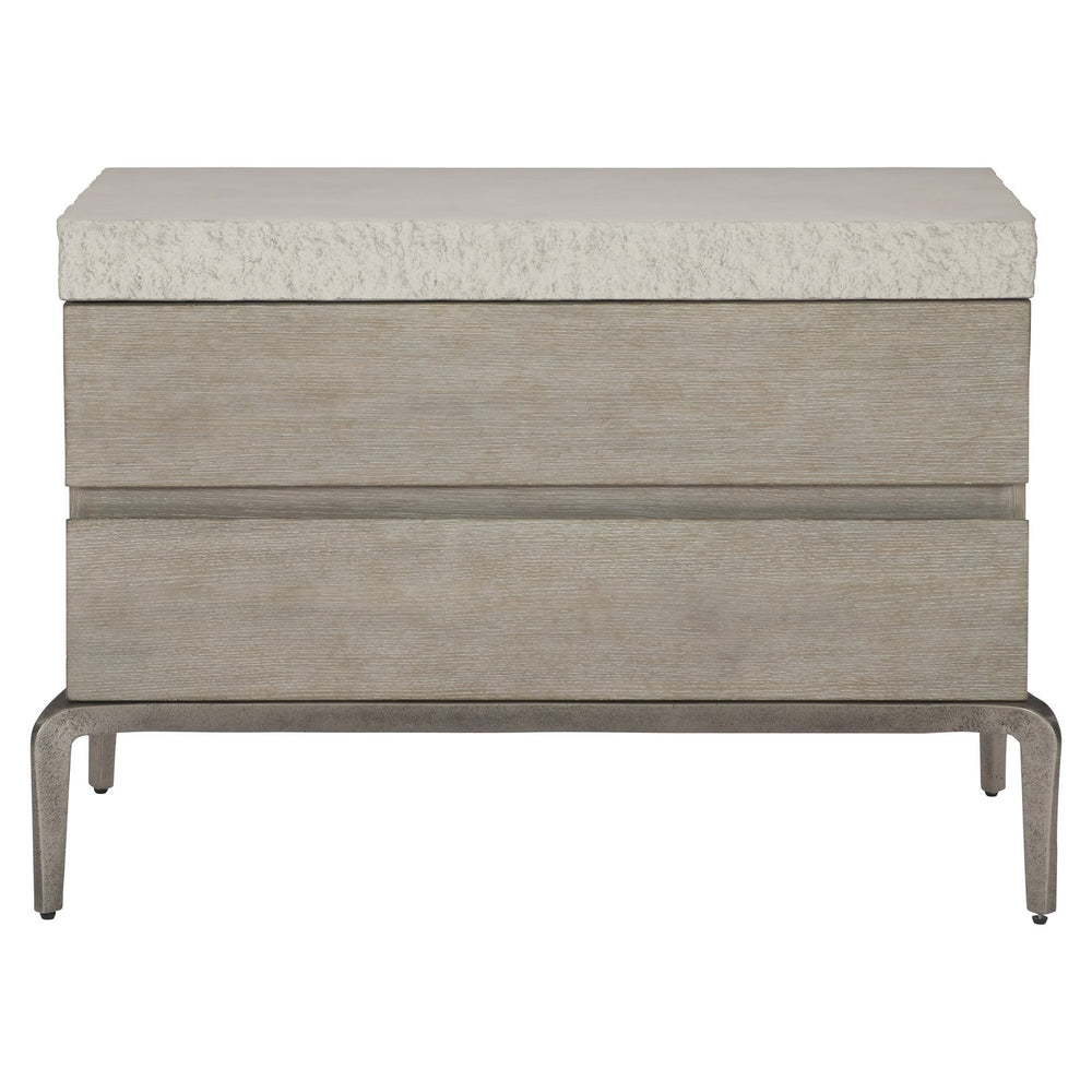Bernhardt Bernhardt Ritter Nightstand — Sculptural Flint Wood & Sand Grey Concrete Top, Soft-Close Drawers, Usb Charger 309232