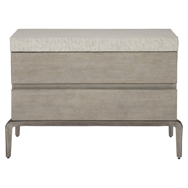 Bernhardt Bernhardt Ritter Nightstand — Sculptural Flint Wood & Sand Grey Concrete Top, Soft-Close Drawers, Usb Charger 309232