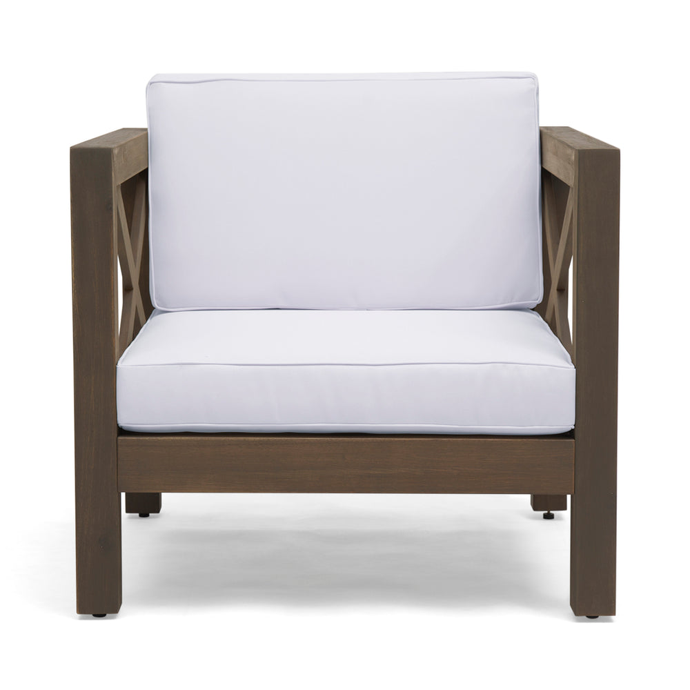 English Elm Brava Outdoor Acacia Wood Club Chair with Slatted Cross-back Mid-century Patio Design 65545.00WHI