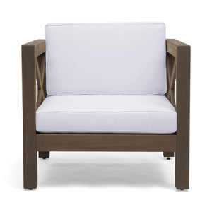 English Elm Brava Outdoor Acacia Wood Club Chair with Slatted Cross-back Mid-century Patio Design 65545.00WHI