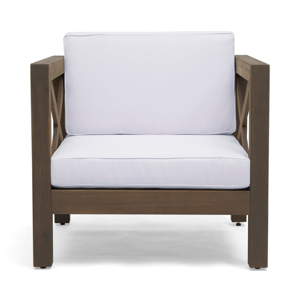 English Elm Brava Outdoor Acacia Wood Club Chair with Slatted Cross-back Mid-century Patio Design 65545.00WHI