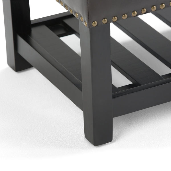 English Elm Lomond Storage Ottoman Bench - Tanners Brown Vegan Leather With Child-Safe Lid & Ample Storage Space B136P159122