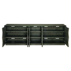 Bernhardt Bernhardt Linea Cerused Charcoal Entertainment Console — Wire-Brushed Oak, Faceted Doors, Cable Management 384870B