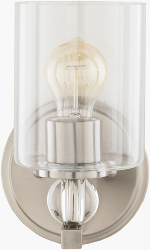 Surya Rosemarie Elegant Wall Sconce Lighting - 10" Height, Crystal Accents For Luxurious Home Ambiance Fixture, Metallic ,Nickel Iron,Crystal Rsm-001