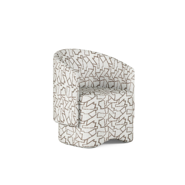 A.R.T. Furniture Portico Barrel Chair - Contemporary Dune Chenille Upholstery With Abstract Pattern & Easy Movement Brown, White Parawood Solids,Foam,Fabric 323200-3335