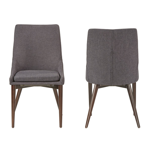 Homelegance By Top-Line Arnet Mid-Century Barrel Back Linen Dining Chairs (Set of 2) Dark Grey Rubberwood