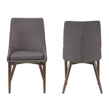 Homelegance By Top-Line Arnet Mid-Century Barrel Back Linen Dining Chairs (Set of 2) Dark Grey Rubberwood