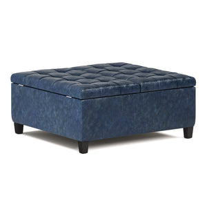 English Elm Harrison Coffee Table Storage Ottoman In Denim Blue - Stylish, Multi-Functional, And Durable Design B136P159143
