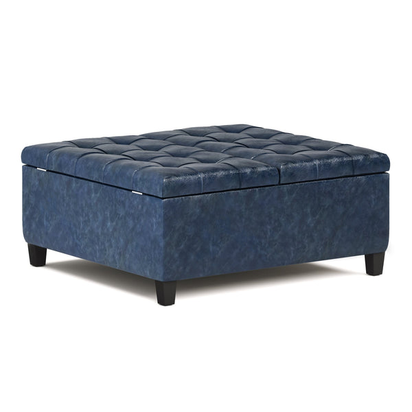 English Elm Harrison Coffee Table Storage Ottoman In Denim Blue - Stylish, Multi-Functional, And Durable Design B136P159143