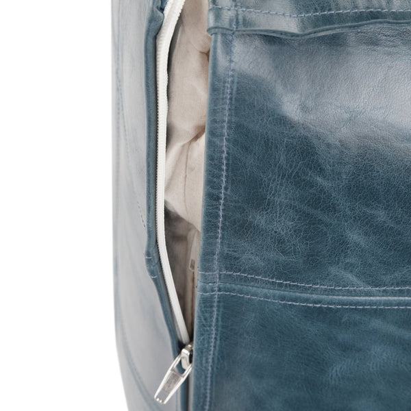 English Elm Manning Teal Square Pouf Ottoman - Handcrafted Genuine Buffalo Leather, Dense Fill, Versatile Accent Seat B136P159342