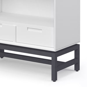 English Elm Banting Mid Century Modern Bookcase - White, Stylish Storage With Adjustable Shelves & Drawers B136P158468