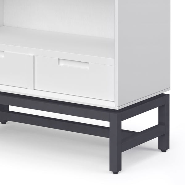 English Elm Banting Mid Century Modern Bookcase - White, Stylish Storage With Adjustable Shelves & Drawers B136P158468
