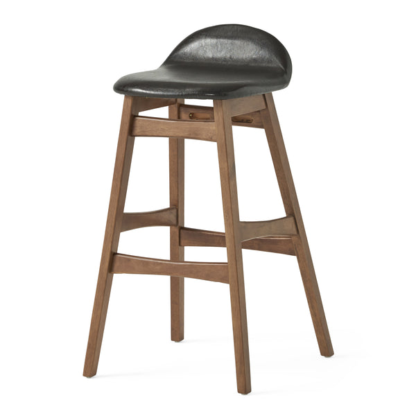 English Elm Christopher Knight Home® - BAR STOOL Stylish Fabric Seat with Small Backrest and Wood Finish, Supportive Comfort for Home Bar Dark Brown 58919.00DBN