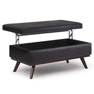 English Elm Owen Lift Top Coffee Table Ottoman - Distressed Black Faux Leather With Hidden Storage & Style B136P159164-GIGA
