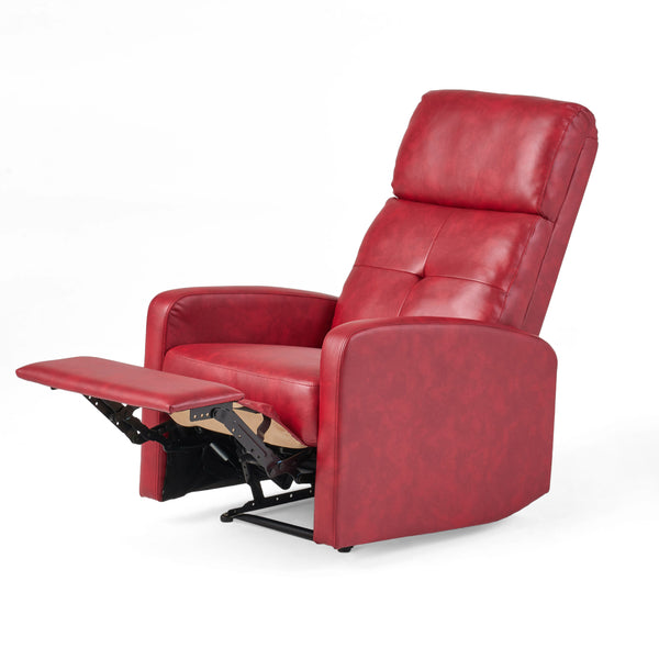 English Elm Christopher Knight Home® - RECLINER Plush PU Upholstered Push-Back Recliner with Contemporary Minimalist Design and Comfort Red 57575.00RED