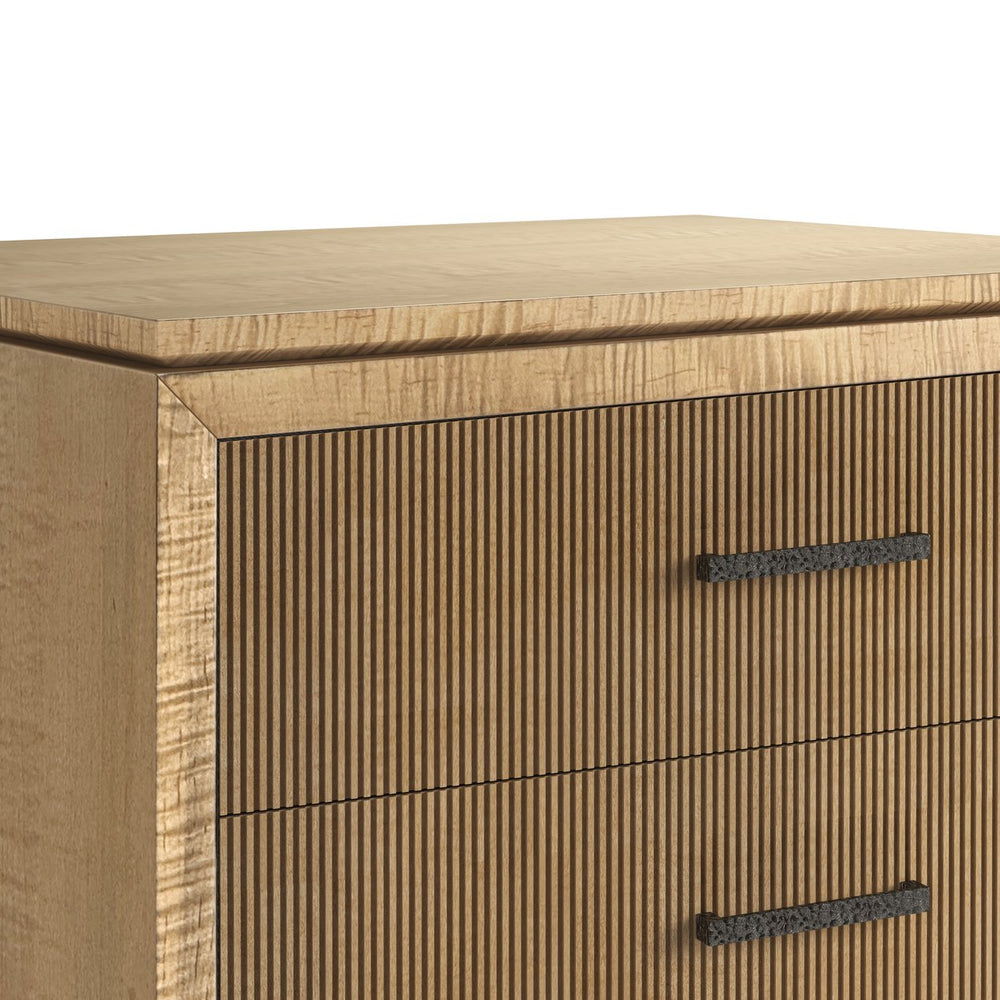 A.R.T. Furniture Loft Contemporary 2 Drawer Nightstand In Figured Maple With Grooved Drawers And Bronze Finish Bronze Material(S), Poplar,Rubberwood And Figured Maple Veneer 335140-1911