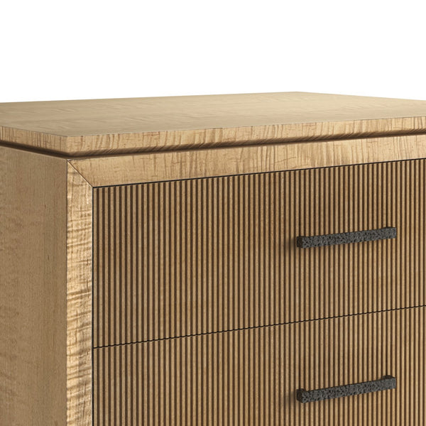 A.R.T. Furniture Loft Contemporary 2 Drawer Nightstand In Figured Maple With Grooved Drawers And Bronze Finish Bronze Material(S), Poplar,Rubberwood And Figured Maple Veneer 335140-1911