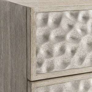 Bernhardt Bernhardt Hansby Nightstand With Hammered Aluminum Fronts, Trevin White Oak, 3 Drawers & Usb Charging 338232