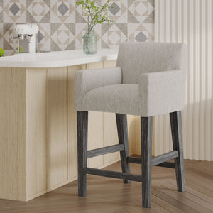 English Elm Upholstered Counter Stool with Rubberwood Frame for Kitchen Island or Home Bar 71252.00LGRY