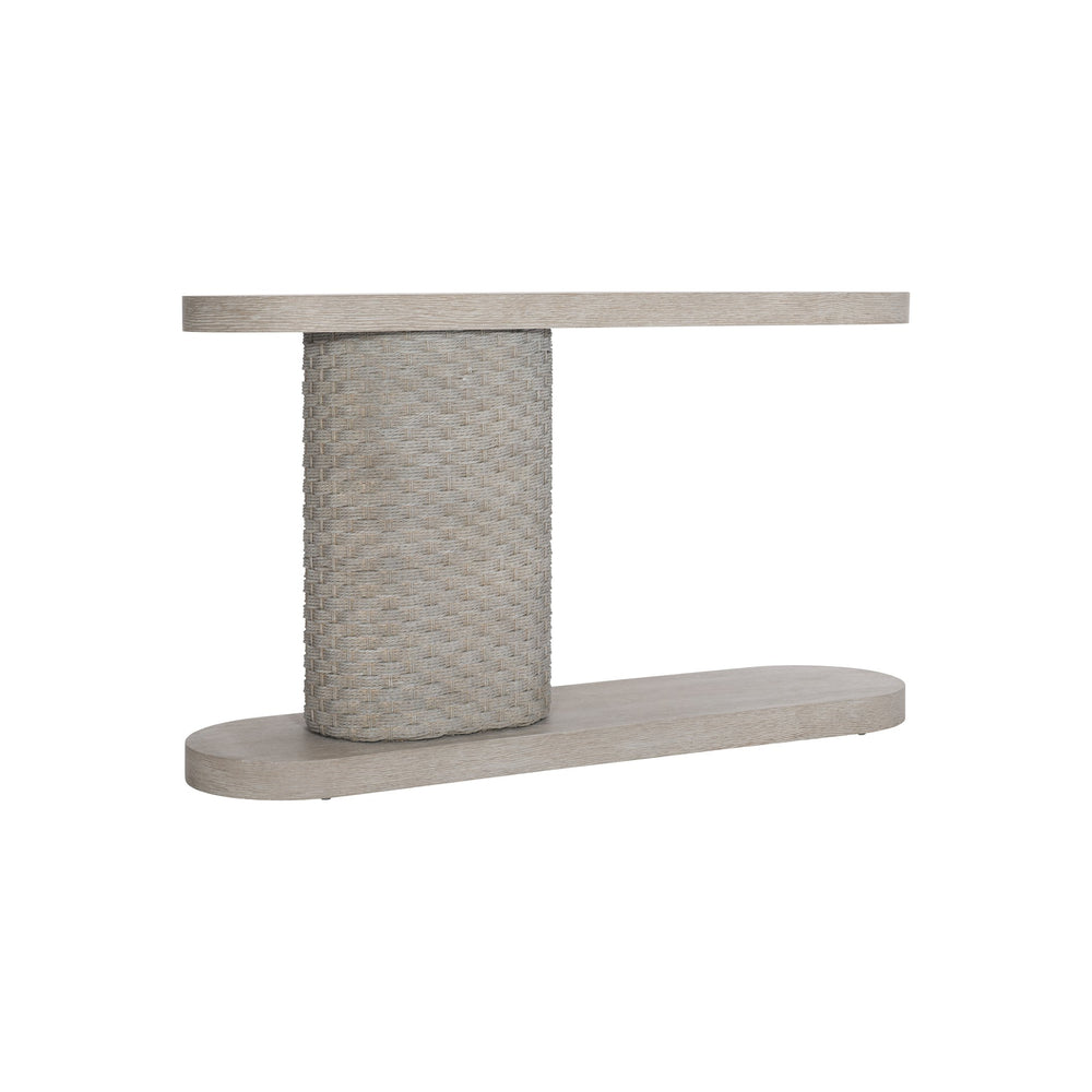 Bernhardt Bernhardt Acosta Console Table With Flaxen Quartered Oak, Woven Paper-Rope Pedestal, 58"W 309914