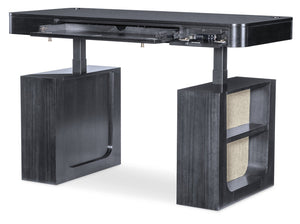 Hooker Furniture Kenzo Sit to Stand Home Office Desk with Grass Cloth Accents and Wood Grain Finish 6104-10458-99