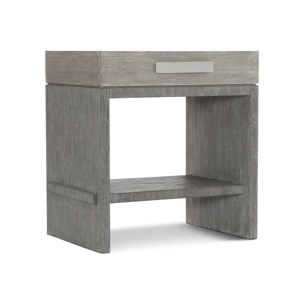 Bernhardt Bernhardt Foundations Nightstand With Cerused Acacia Grain, Soft-Close Drawer & Dual Usb Charging Dark Shale; Light Shale 28"W x 20"D x 29.13"H 306216