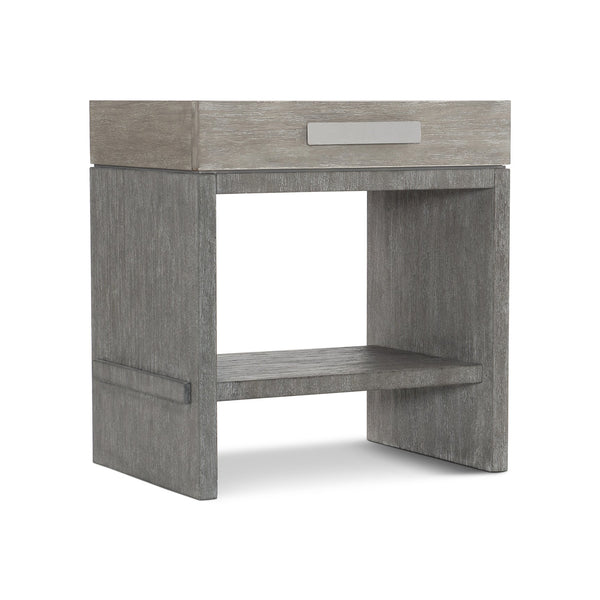 Bernhardt Bernhardt Foundations Nightstand With Cerused Acacia Grain, Soft-Close Drawer & Dual Usb Charging Dark Shale; Light Shale 28"W x 20"D x 29.13"H 306216