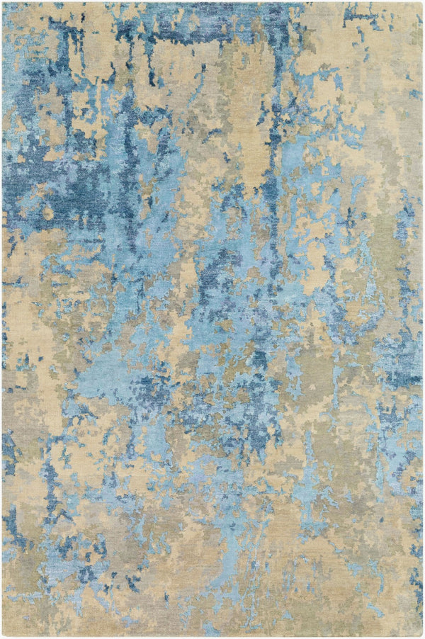 Surya Arte Hand-knotted 6' X 9' Elegant Wool & Viscose Rug - Luxurious Centerpiece For Any Room Decor Navy Wool,Viscose Rte2302-23