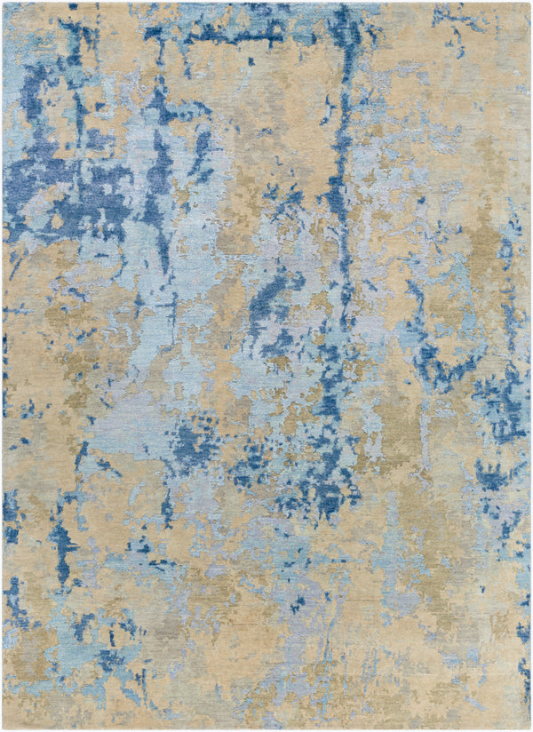 Arte RTE-2302 8' x 11' Handmade Rug RTE2302-811  Navy, Denim, Pale Blue, Sage, Tan, Medium Gray Surya
