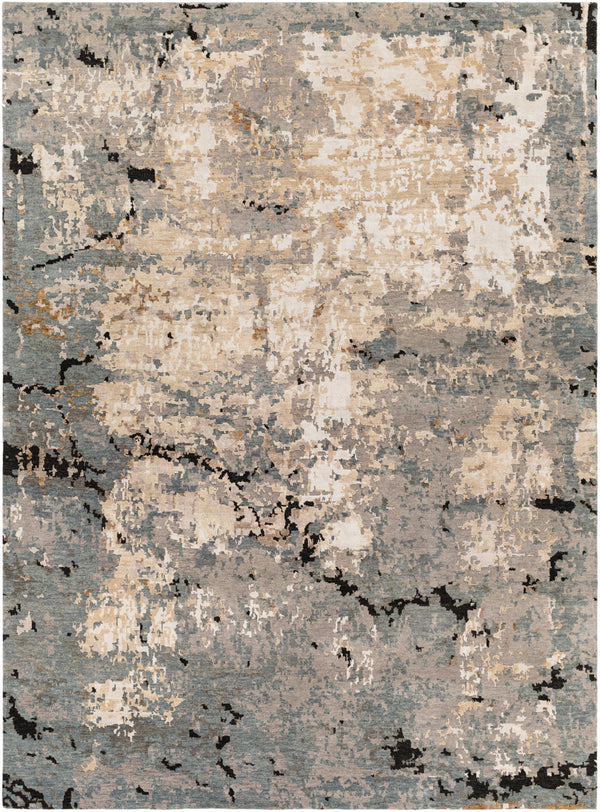 Arte RTE-2307 8' x 11' Handmade Rug RTE2307-811  Denim, Black, Saffron, Beige, Light Beige, Light Gray Surya