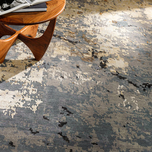 Arte RTE-2307 8' x 11' Handmade Rug RTE2307-811  Denim, Black, Saffron, Beige, Light Beige, Light Gray Surya