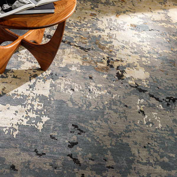 Arte RTE-2307 8' x 11' Handmade Rug RTE2307-811  Denim, Black, Saffron, Beige, Light Beige, Light Gray Surya