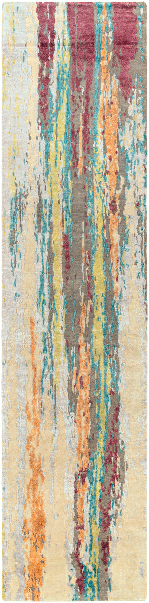 Arte RTE-2308 2'6" x 10' Handmade Rug RTE2308-2610  Charcoal, Blue, Light Olive, Peach, Red, Light Gray Surya
