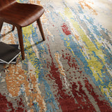 Arte RTE-2308 8' x 11' Handmade Rug RTE2308-811  Charcoal, Blue, Light Olive, Peach, Red, Light Gray Surya