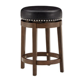 Homelegance By Top-Line Emerson Faux Leather Brown Finish Wood Swivel 24" Counter Height Stool (Set of 2) Black Rubberwood