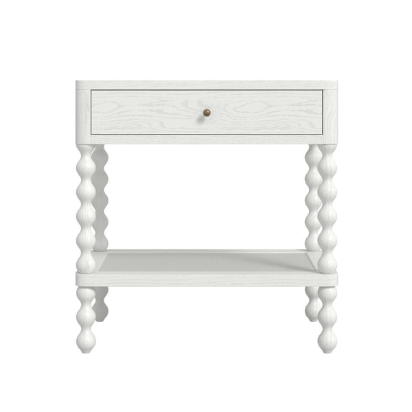 A.R.T. Furniture Haven Vintage-Inspired Open Nightstand - Elegant White Finish with Storage & Cottage Charm 339140-2367
