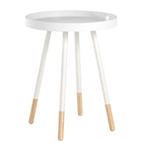 Homelegance By Top-Line Asher Paint-Dipped Round Tray-Top End Table White Rubberwood