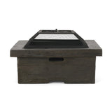 Christopher Knight Home® - Noble House - Bolton Outdoor Lightweight Concrete Wood Burning Square Fire Pit, Gray