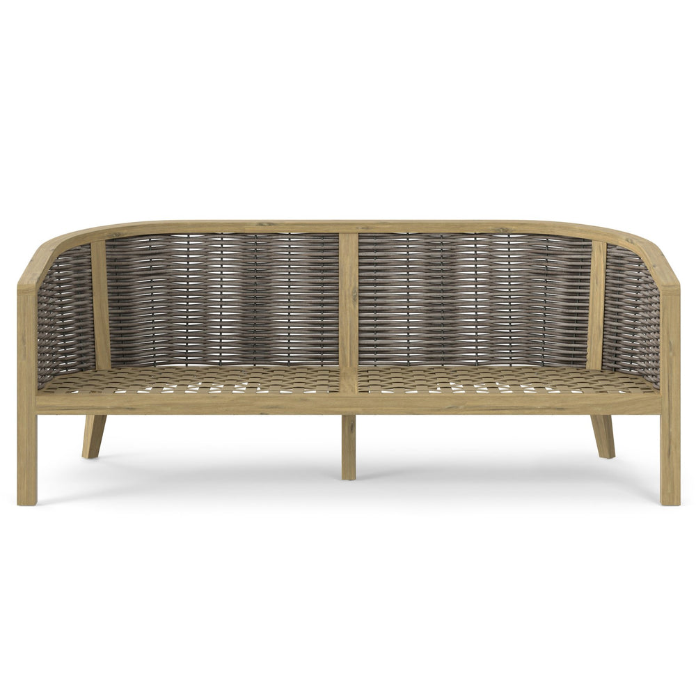 English Elm Parkside Outdoor Sofa Natural - Handwoven HDPE Rattan, Acacia Frame, Water-Resistant Cushions, 73" B136P159395