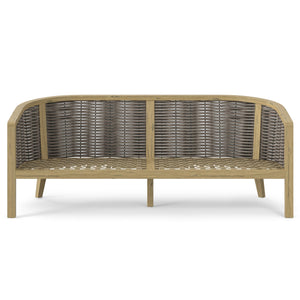 English Elm Parkside Outdoor Sofa Natural - Handwoven HDPE Rattan, Acacia Frame, Water-Resistant Cushions, 73" B136P159395