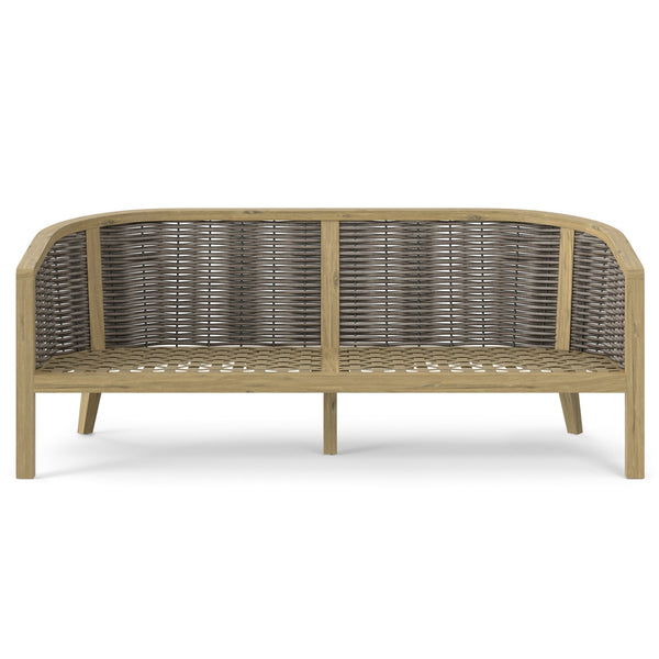 English Elm Parkside Outdoor Sofa Natural - Handwoven HDPE Rattan, Acacia Frame, Water-Resistant Cushions, 73" B136P159395