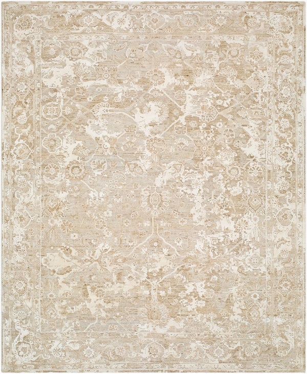 Surya Rosette Hand Knotted Silk Wool Area Rug Persian Inspired Motif for Living Dining Rooms 6' x 9' Rectangle RTT2300-69