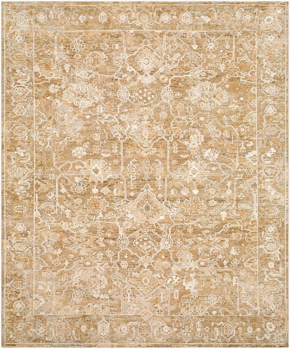 Surya Rosette Hand-knotted Silk Wool Area Rug Traditional Pattern for Living Dining Rooms 6' x 9' Rectangle RTT2301-69