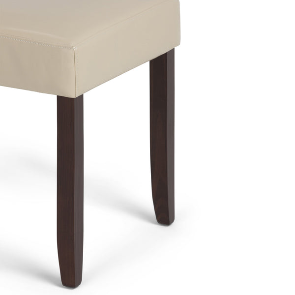 English Elm Acadian Parson Dining Chair Set Of 2 - Luxurious Satin Cream Vegan Leather For Stylish Comfort B136P159792