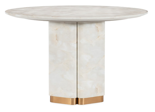 Hooker Furniture Eleana Faux Onyx Round Dining Table With Sunlit Bronze Pedestal — Modern 48" Compact Elegance 7252-75213-00